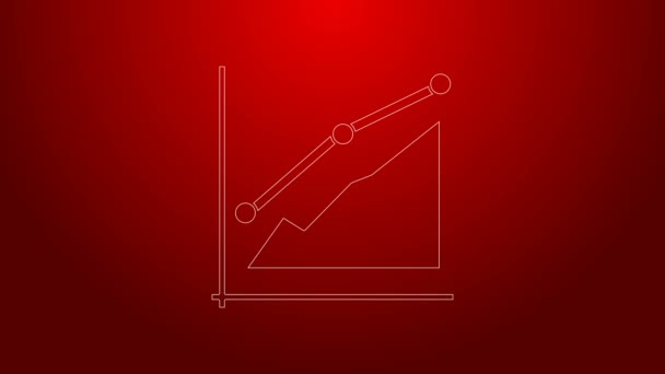 在红色背景上孤立的绿线图信息图标。示意图符号。4K视频运动图形动画 — 图库视频影像