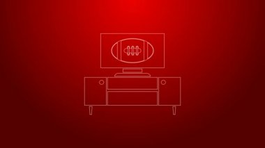 Yeşil çizgi Amerikan futbolu televizyon programında ve kırmızı arkaplanda izole edilmiş bir ikon olarak duruyor. 4K Video hareketli grafik canlandırması