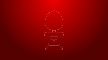 Yeşil çizgi ofis koltuğu simgesi kırmızı arkaplanda izole edildi. 4K Video hareketli grafik canlandırması