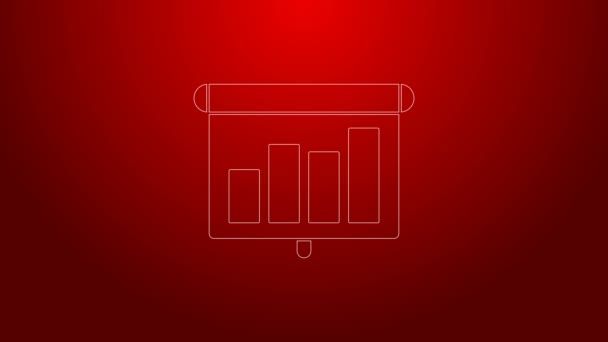 Green line Presentation financial business board with graph, schedule, chart, diagram, infographic, pie graph icon isolated on red background. 4K Video motion graphic animation — Stock Video