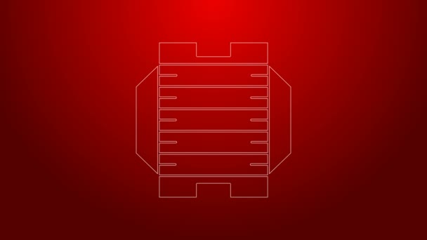 Green line American football field icon isolated on red background. 4K Video motion graphic animation — Stock Video