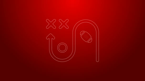 Green line Planning strategy concept icon isolated on red background. Soccer or american football cup formation and tactic. 4K Video motion graphic animation — Stock Video