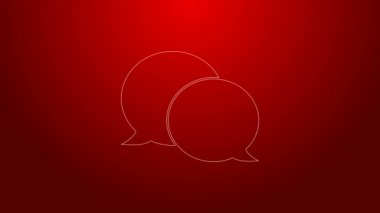 Yeşil çizgi konuşma balonu sohbet simgesi kırmızı arkaplanda izole edildi. İleti simgesi. İletişim ya da yorum sohbet sembolü. 4K Video hareketli grafik canlandırması