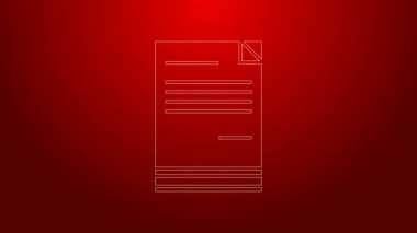 Kırmızı arkaplanda yeşil çizgi belge simgesi izole edildi. Dosya simgesi. Kontrol listesi simgesi. İş konsepti. 4K Video hareketli grafik canlandırması