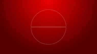 Kırmızı arkaplanda yeşil çizgi ilaç veya tablet ikonu var. Kapsül hapı ve uyuşturucu işareti. Eczane tasarımı. 4K Video hareketli grafik canlandırması