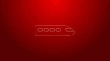 Yeşil hat tren simgesi kırmızı arkaplanda izole edildi. Toplu taşıma sembolü. Metro treni nakliyesi. Metro yeraltı. 4K Video hareketli grafik canlandırması