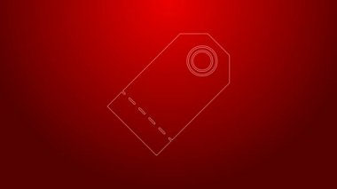 Kırmızı arkaplanda yeşil çizgi boş etiket fiyat etiketi simgesi izole edildi. Boş alışveriş indirimi etiketi. Şablon indirimli afiş. 4K Video hareketli grafik canlandırması