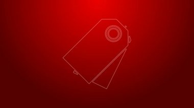 Kırmızı arkaplanda yeşil çizgi boş etiket fiyat etiketi simgesi izole edildi. Boş alışveriş indirimi etiketi. Şablon indirimli afiş. 4K Video hareketli grafik canlandırması