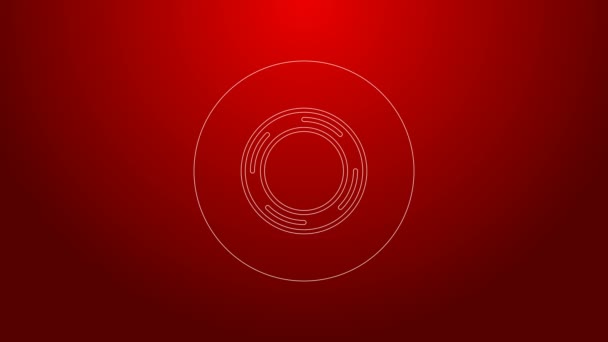 Green line Scotch icon isolated on red background. Roll of adhesive tape for work and repair. Sticky packing tape. Office tool and stuff. 4K Video motion graphic animation — Stock Video