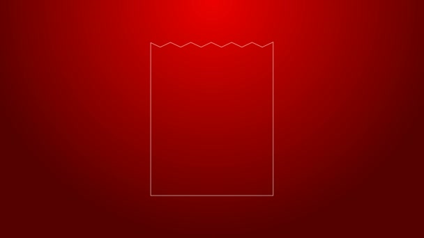 Green line Paper shopping bag icon isolated on red background. Package sign. 4K Video motion graphic animation — Stock Video