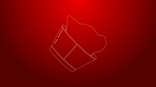 Green line Veterinary clinic symbol icon isolated on red background. Cat veterinary care. Pet First Aid sign. 4K Video motion graphic animation — Stock Video
