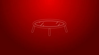 Yeşil çizgi atlayan trambolin ikonu kırmızı arka planda izole edildi. 4K Video hareketli grafik canlandırması