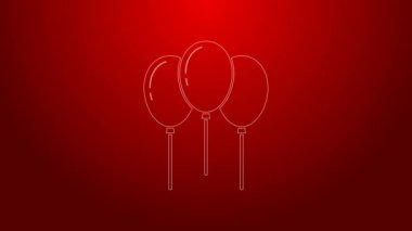 Kırmızı zemin üzerinde şerit simgesi olan yeşil çizgi balonları. 4K Video hareketli grafik canlandırması