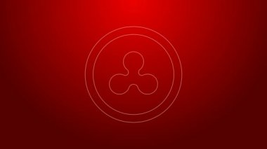 Kırmızı arkaplanda yeşil çizgi şifreleme sikkesi dalgalı XRP simgesi izole edildi. Altcoin sembolü. Engelleme zinciri tabanlı şifreli para birimi. 4K Video hareketli grafik canlandırması
