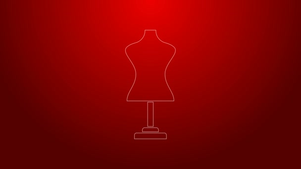 Green line Mannequin icon isolated on red background. Tailor dummy. 4K Video motion graphic animation — Stock Video