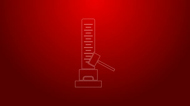 Zielona linia Wysoka atrakcyjność uderzająca z dużą ikoną młotka na czerwonym tle. Atrakcja do pomiaru siły. Wesołe miasteczko. 4K Animacja graficzna ruchu wideo — Wideo stockowe