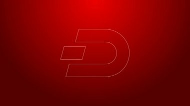 Yeşil çizgi kripto para birimi Dash simgesi kırmızı arkaplanda izole edildi. Dijital para birimi. Altcoin sembolü. Engelleme zinciri tabanlı şifreli para birimi. 4K Video hareketli grafik canlandırması
