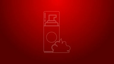 Yeşil çizgi traş köpüğü simgesi kırmızı arkaplanda izole edildi. Tıraş köpüğü. 4K Video hareketli grafik canlandırması