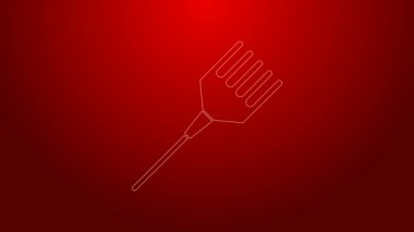 Kırmızı arkaplanda yeşil çizgi saç fırçası simgesi izole edildi. Taraklı saç işareti. Berber sembolü. 4K Video hareketli grafik canlandırması