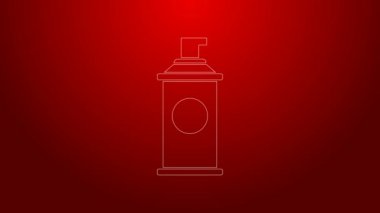 Yeşil çizgi traş köpüğü simgesi kırmızı arkaplanda izole edildi. Tıraş köpüğü. 4K Video hareketli grafik canlandırması