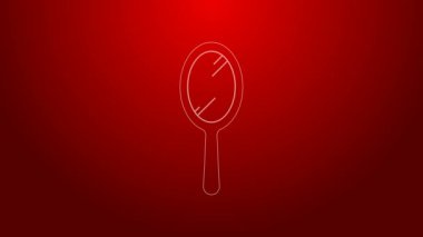 Yeşil çizgi El ayna simgesi kırmızı arkaplanda izole edildi. 4K Video hareketli grafik canlandırması