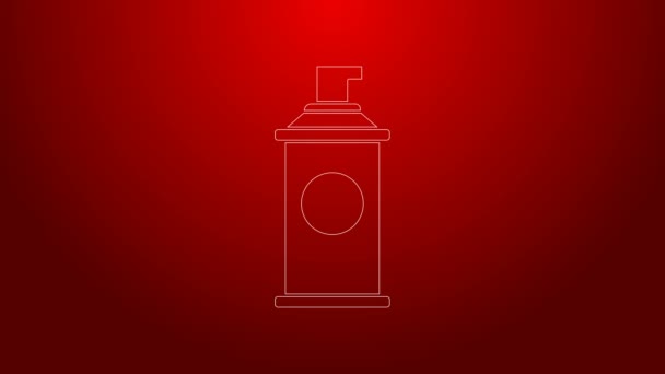 Green line Shaving gel foam icon isolated on red background. Shaving cream. 4K Video motion graphic animation — Stock Video
