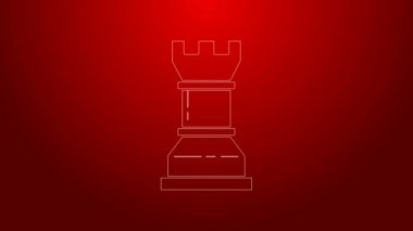 Yeşil Hat İş Stratejisi simgesi kırmızı arkaplanda izole edildi. Satranç sembolü. Oyun, yönetim, finans. 4K Video hareketli grafik canlandırması