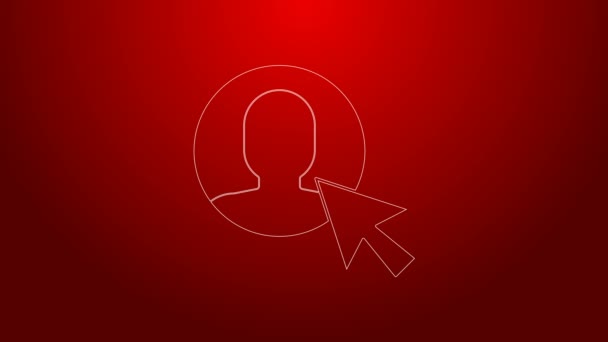 Green line User of man in business suit icon isolated on red background. Business avatar symbol - user profile icon. Male user sign. 4K Video motion graphic animation — Stock Video