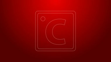 Yeşil çizgi Celsius simgesi kırmızı arkaplanda izole edildi. 4K Video hareketli grafik canlandırması