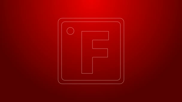 Green line Fahrenheit icon isolated on red background. 4K Video motion graphic animation — Stock Video