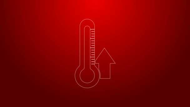 Línea verde Icono del termómetro aislado sobre fondo rojo. Animación gráfica de vídeo 4K — Vídeos de Stock