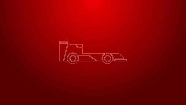 Green line Formula race car icon isolated on red background. 4K Video motion graphic animation — Stock Video