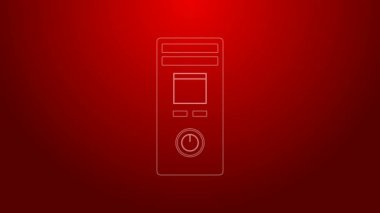 Yeşil çizgi Akıllı ev simgesi kırmızı arkaplanda izole edildi. Uzaktan kumanda. 4K Video hareketli grafik canlandırması