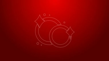 Yeşil çizgi bulaşık yıkama simgesi kırmızı arkaplanda izole edilmiş. Bulaşık yıkama ikonu. Bulaşık makinesi tabelası. Masa takımı tabelası temiz. 4K Video hareketli grafik canlandırması