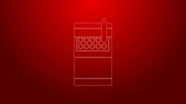 Yeşil çizgi Açık sigara paketi simgesi kırmızı arkaplanda izole edildi. Sigara paketleri. 4K Video hareketli grafik canlandırması