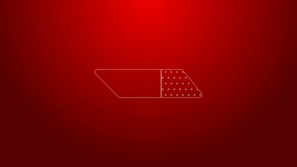 Green line Eraser or rubber icon isolated on red background. 4K Video motion graphic animation — Stock Video