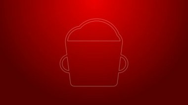 Yeşil çizgi fırın hamuru ikonu kırmızı arka planda izole edildi. 4K Video hareketli grafik canlandırması