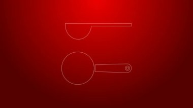 Kırmızı arkaplanda yeşil çizgi ölçme kaşık simgesi izole edildi. 4K Video hareketli grafik canlandırması