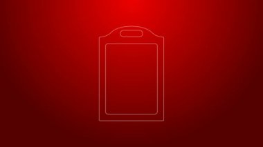 Kırmızı arkaplanda yeşil çizgi kesme simgesi izole edildi. Kesme tahtası sembolü. 4K Video hareketli grafik canlandırması