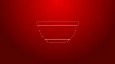 Kırmızı arkaplanda yeşil çizgi kupa simgesi izole edildi. 4K Video hareketli grafik canlandırması