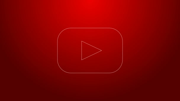 Línea verde Icono de reproducción aislado sobre fondo rojo. Animación gráfica de vídeo 4K — Vídeos de Stock