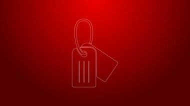 Kırmızı arka planda yeşil çizgi askeri künye simgesi izole edildi. Kimlik etiketi simgesi. Ordu işareti. 4K Video hareketli grafik canlandırması