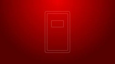 Yeşil hat polis saldırı kalkanı ikonu kırmızı arkaplanda izole edildi. 4K Video hareketli grafik canlandırması