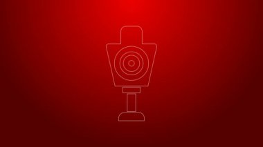 Yeşil çizgi insan hedef sporu kırmızı arka planda izole edilmiş ikon çekmek için. Atış mesafesi ya da atış mesafesi için sayıları olan temiz bir hedef. 4K Video hareketli grafik canlandırması