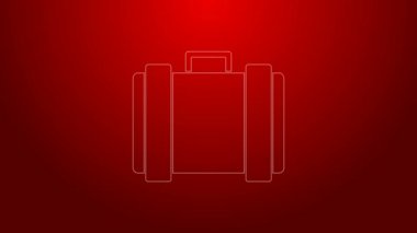Kırmızı arka planda izole edilmiş yeşil çizgi askeri mühimmat kutusu. 4K Video hareketli grafik canlandırması