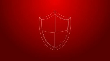 Yeşil çizgi simgesi kırmızı arkaplanda izole edildi. Gardiyan. Güvenlik, güvenlik, koruma, gizlilik kavramı. 4K Video hareketli grafik canlandırması