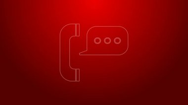 Kırmızı arkaplanda konuşma balonu sohbet simgesi olan yeşil hat telefonu izole edildi. Müşteri hizmetleri, yardım hattı, çağrı merkezi, faq, bakım. 4K Video hareketli grafik canlandırması