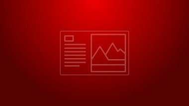 Yeşil çizgi posta kartı simgesi kırmızı arkaplanda izole edildi. 4K Video hareketli grafik canlandırması
