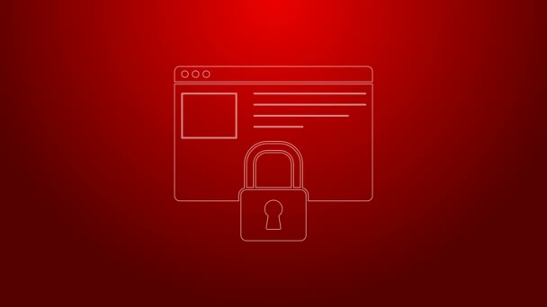 Green line Secure your site with HTTPS, SSL icon isolated on red background. Internet communication protocol. 4K Video motion graphic animation — Stock Video