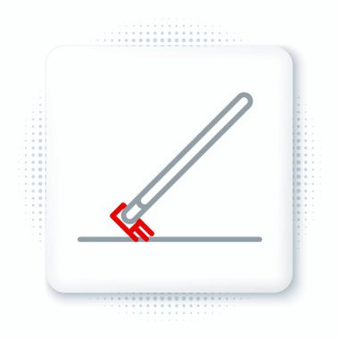 İş simgesindeki Çizgi Bahçesi tırmığı beyaz arka planda izole edildi. Bahçecilik, tarım, çiftçilik aleti. Toprak işçisi. Renkli taslak konsepti. Vektör.